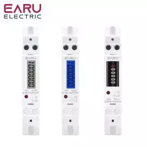 18mm AC 230V 110V 단상 1P 백라이트 디지털 전력계 전력 소비 아날로그 에너지 미터 kWh LCD 전기 Din