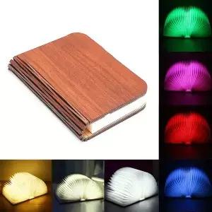 3D 나무 접이식 LED 책 밤 빛 3/5 조명 색상 5V USB 충전식 자기 책상 테이블 램프 침실 머리맡 장식