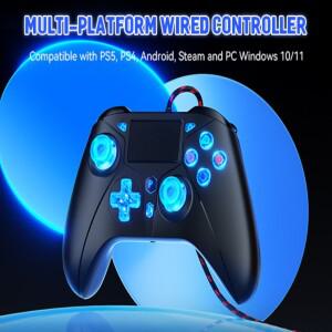 호환 플레이스테이션 5 컨트롤러 콘솔용  PS5/PS4/PC 호환  게임패드 6축 자이로 듀얼 진동 홀 이펙트 RGB