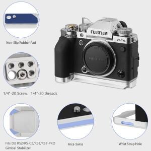 호환 Fujifilm X-T5 카메라 L자형 그립용 Haoge 손잡이  DJI RS2/RS-C2/RS3/RS3-PRO/RS3 미니 실버용 Arca