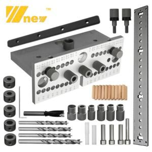 3-in-1 목공 Doweling Jig Kit 조정  드릴링 가이드 가구 연결 용 Tenon Puncher Locator