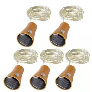 5팩 2M 20LED 솔라 와인병 스트링 라이트 구리 와이어 요정 조명 코르크 모양 크리스마스 램프 웨딩 파티