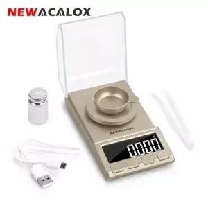 NEWACALOX 정밀 디지털 쥬얼리 저울 LCD 미니 실험실 USB 구동 전자 0.001g 50g 100g 200g