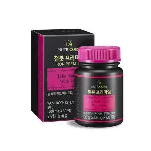 [뉴트리코어] 철분 프리미엄 1박스 (60정) 비타민C D K 셀렌