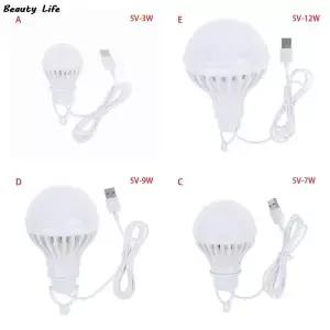 휴대용 USB 전구 LED 램프 하이킹 캠핑 텐트 여행 작업용 5V 3W-12W