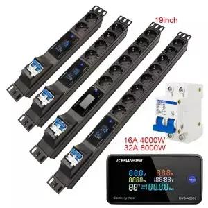 네트워크 캐비닛 랙 스마트 전원 스트립 배전 장치 2-8 디지털 전압 측정 장비가 있는 EU 소켓