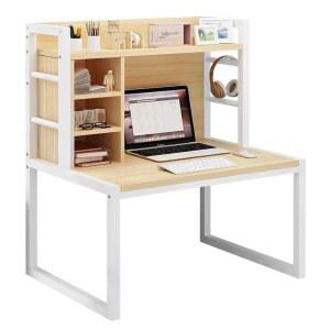 이층침대테이블 철제 침대책상 노트북 기숙사 공간활용 월넛 램프 80x50x90 화이트 라이트 간이 사이드테이블