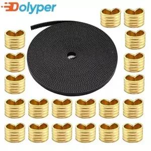 20pcs 2GT 벨트 클램프 구리 버클 내구성 와이어 케이블 커넥터 3D 프린터 크림프 끝은 6mm 적합