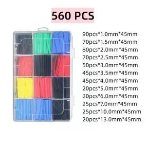 560PCS 후퇴 비율 2 1 절연 열 수축 튜브 폴리올레핀 케이블 슬리브 전자 와이어 보호