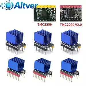 TMC2209 모듈 및 V2.0 방열판 포함 3D 프린터용 스테퍼 모터 드라이버 2A 무소음 256 서브디비전