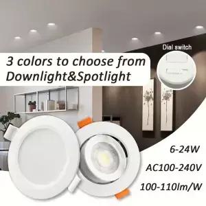 10pcs CCT 스팟 통 최근 LED 천장 조명 3 색 조정 AC100-240V 다이얼 스위치 3000K/4000K/6500K 실내