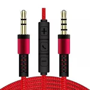 오디오 케이블 3.5mm-잭 스피커 라인 Aux 수-수 마이크 포함 헤드폰 자동차 볼륨 조절 1.2m