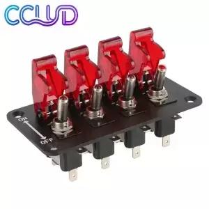 레이싱카 차량용 자동 점화 스위치 패널 스타트 푸시 버튼 LED 표시등 12V 20A 4 로커 토글