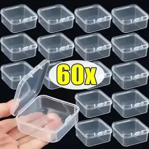 60/6PCS 미니 스토리지 박스 투명 플라스틱 쥬얼리 컨테이너 휴대용 귀걸이 반지 귀마개 포장 케이스