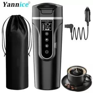 휴대용 전기 주전자 12v/24v 스마트 자동차 난방 컵 터치 스크린 열 머그잔 450ml 온도 조절 가능