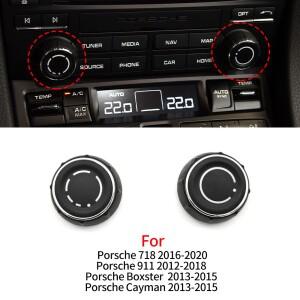 자동차 센터 콘솔 오디오 볼륨 노브 커버 포르쉐 쿠페 718 911 Boxster Cayman 용 CD 제어 스위치 버튼 교