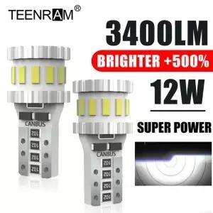 12W T10 W5W 작은 램프 3400LM 슈퍼 밝은 정리 6000K 360 학위 조명 12V Canbus 오류 없음 자동차 액세서리