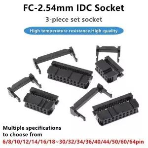 10pcs FC 6P/8/10/12/14/16/18/20/24/26/30/34/40/50/60/64 핀 2.54mm 피치 암 IDC 소켓 커넥터 리본