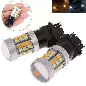 스위치백 LED 전구 듀얼 컬러 3157 방향 지시등 자동 램프 12V T20 7443 W21 5W T25 DRL 1157 BAY15D P21
