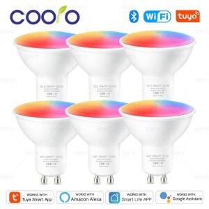 COOLO GU10 Tuya WiFi 스마트 LED 전구 블루투스 디밍 가능 램프 라이프 App 제어 스포트라이트 Alexa Goog