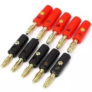 10pcs 4mm 골드 도금 랜턴 유형 바나나 플러그 오디오 커넥터 나사 고정 스택형 잭 솔더리스 스피커 와이어