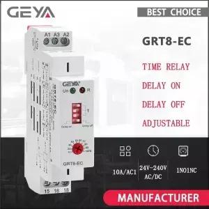 GEYA GRT8-EC 10A 이중 기능 타이머 릴레이 온 딜레이 또는 오프 AC220V ACDC24V-240V 타임 CE CB ROHS