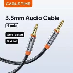 CABLETIME 3.5mm Aux 케이블 4극 TRRS 4 도체 보조 전화 헤드셋 마이크 자동차 음악 HIFI 기능 오디오