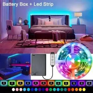 배터리 LED 스트립 조명 RGB 플렉시블 리본 3키 컨트롤 룸 데코 TV 백라이트용 테이프