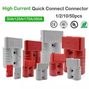 고전류 배터리 전원 커넥터 50A 120A 175A 350A 600V 이중극 플러그 UPS 전동 지게차용