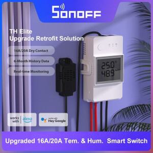 SONOFF TH Elite 16A/20A 스마트 온도 및 습도 WiFi 스위치, eWeLink Alexa 구글을 통한 건식 접촉 실시간