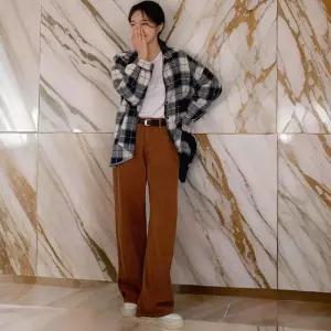 [옷자락]여자 기모 와이드 소프트 피치 코튼 팬츠