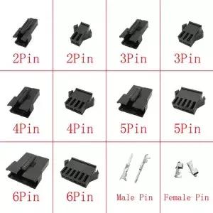 블랙 JST SM 2.54mm 피치 암 및 수 하우징 커넥터 쉘 헤더 압착 터미널 와이어 10 세트 2 핀 3 4 5/6