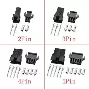 30 세트 JST SM 수 플러그 및 암 잭 2/3/4/5 핀 하우징 커넥터 2.54mm 피치 플라스틱 쉘 금속 압착 단자