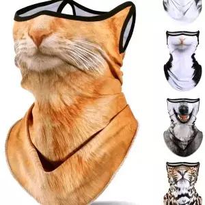 속건성 3D 고양이 패턴 자외선 차단 얼굴 및 목 커버 통기성 야외 스포츠 사이클링 차단제 풀 페이스에