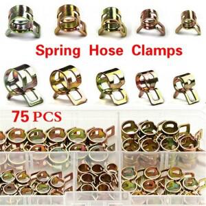 75Pcs 6mm/7mm/8mm/9mm/10mm 연료 스프링 클립 선택 용 진공 실리콘 호스 클램프 자동차 오일 워터 튜브