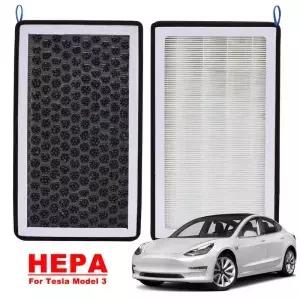 테슬라 모델 3 Y용 HEPA 활성탄 에어 필터 자동 에어컨 요소 교체 키트 캐빈
