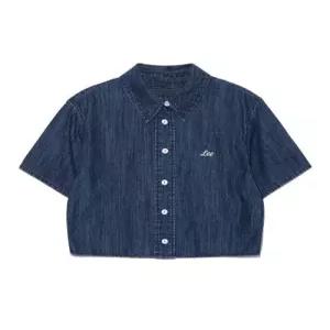 리 Lee 우먼 숏 크롭 데님 반팔 셔츠 인디고 다크 LEE1889