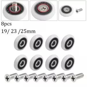 8PCS 샤워 슬라이딩 도어 롤러 러너 휠 욕실 패스너 풀리 교체에 대 한 19/23/25mm 직경