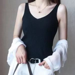 [옷자락]여성 브이넥 슬림 골지 베이직 데일리 민소매