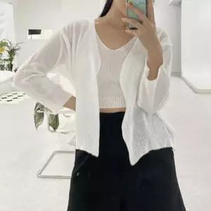 [옷자락]여성 여름 시스루 크롭 나시티 루즈핏 가디건 세트