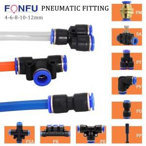 5PCS 공압 피팅 공기 파이프 커넥터 튜브 호스 퀵 릴리스 PE PV PU PY SA PM 4mm 6mm 8 10 12mm