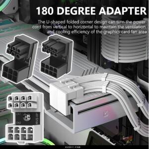 데스크탑 비디오 카드용 ATX GPU 어댑터 엘보 헤드  8 핀 6 암-8 수  180 도 각도 파워 스티어링 커넥터