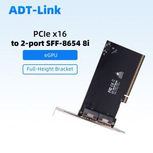 PCIE X16에서 2포트 SFF-8654 8i X8 외부 그래픽 카드 eGPU 어댑터 도크
