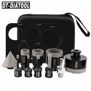 DT-DIATOOL 다이아몬드 드릴 비트 키트 밀링 홀쏘 포세린 타일 화강암 모따기 어댑터 코어 세트