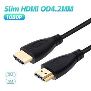 슬림 HDTV 케이블  블랙 PVC 울트라 소프트 얇은 코드 와이어  고속 1080p 3D 지원  OD4.2 mm  3m  5m