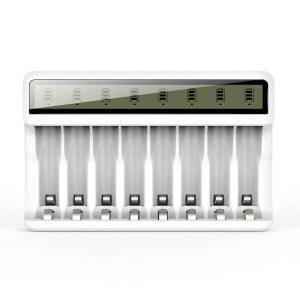 NI-MH NI-CD 충전식 배터리를 위한 LCD 디스플레이(USB 고속 충전 독립 슬롯)가 장착된 POWEROWL 8 BAY AA 배터리 충전기
