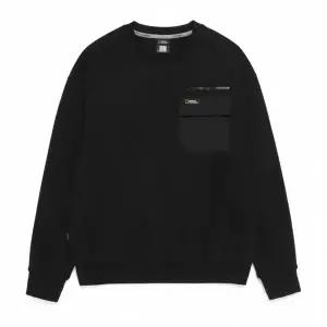 NATIONALGEOGRAPHIC N261USW050 가슴포켓 세미오버핏 하이브리드 맨투맨 BLACK