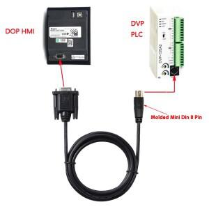Delta DVP 시리즈 PLC를 DOP HMI에 연결하기 위한 RS232 DB9 Male - Mini Din 8P 직렬 케이블