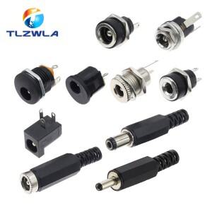 10피스 DC 커넥터 5.5x2.1mm 3.5x1.3mm 전원 플러그 남성 여성 잭 소켓 너트 패널 마운트 어댑터