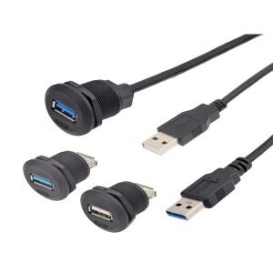 IP67 방수 나사형 EP 패널 보드  암에서 수 전면 장착 USB 2.0/3.0 소켓 어댑터  원형 항공 커넥터